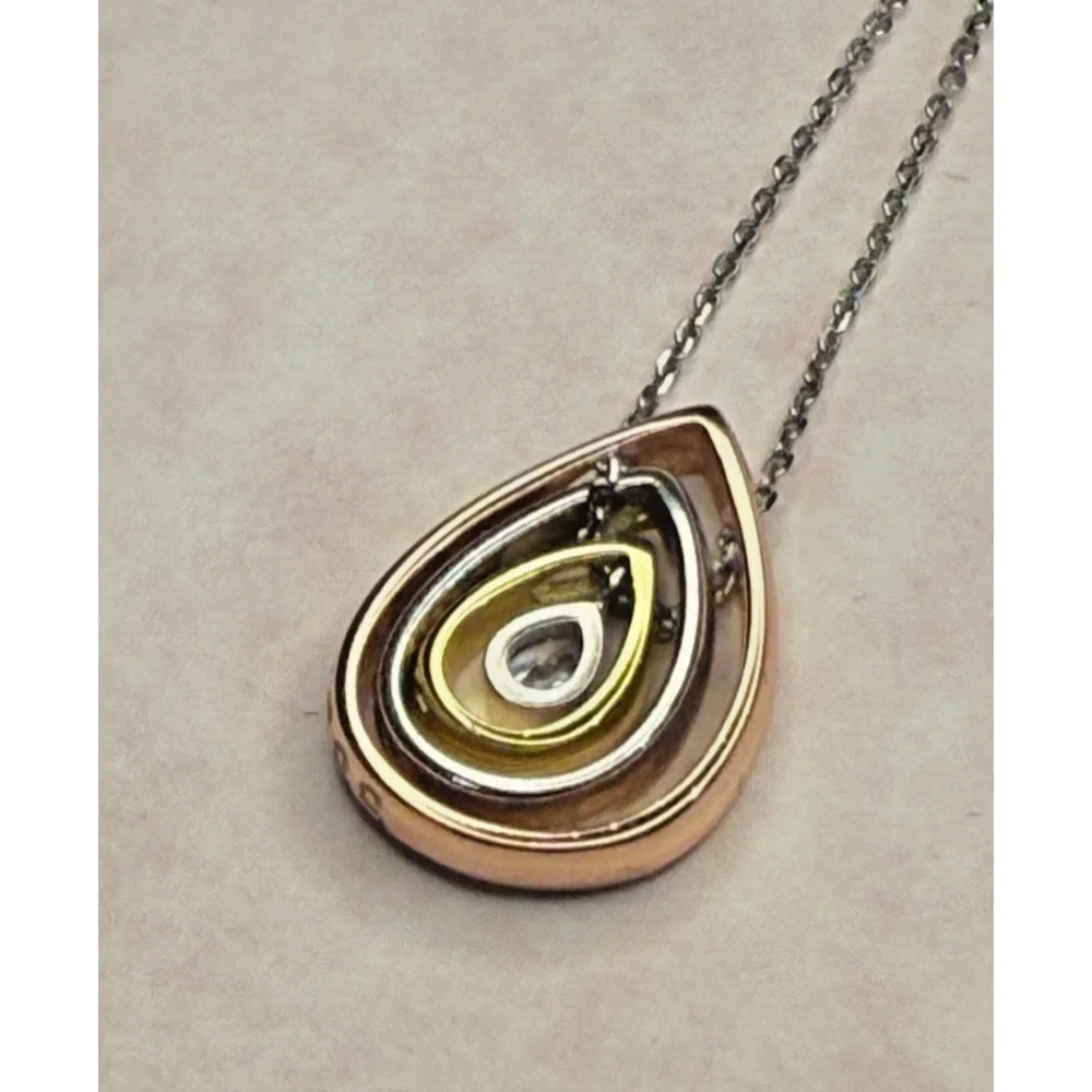 J. Rosee 925 Gold Over Sterling Teardrop Necklace Dream Love Happiness 16 in